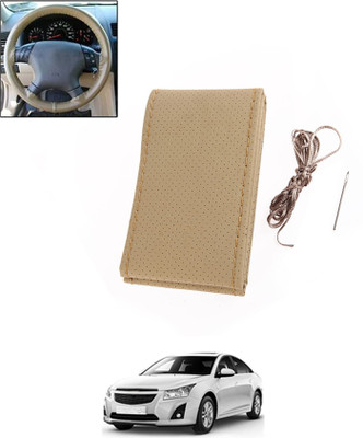 ABJD Hand Stiched Steering Cover For Hyundai Cruze(Beige, Leatherite)