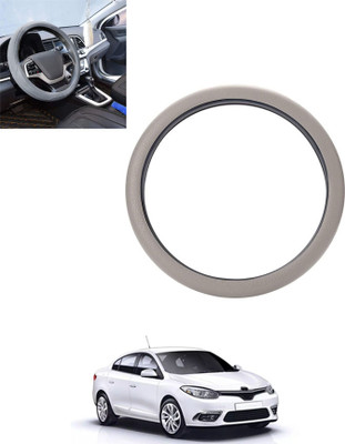 monolive Hand Stiched Steering Cover For Renault Fluence(Silver, Leatherite)