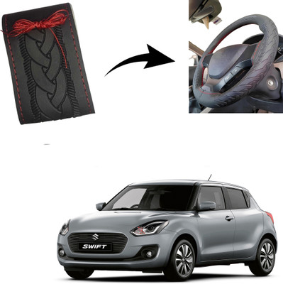 Autoinnovation Hand Stiched Steering Cover For Maruti New Swift(Black, Leather)