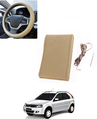 AYW Hand Stiched Steering Cover For Mahindra Verito Vibe(Beige, Leatherite)