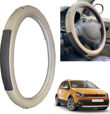 PEEPS STORE Steering Cover For Volkswagen Polo Cross(Black, Leatherite)