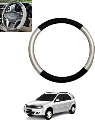 MSNP Steering Cover For Mahindra Verito Vibe(Silver,Black, Leatherite)