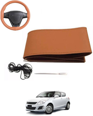 MATIES Hand Stiched Steering Cover For Universal For Car Swift(Tan, Leatherite)