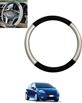 MSNP Steering Cover For Fiat Grand Punto(Silver,Black, Leatherite)