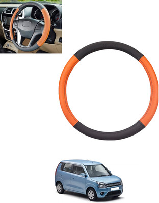 monolive Steering Cover For Universal For Car WagonR(Tan, Black, Leatherite)