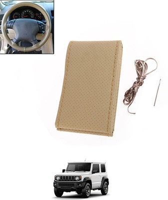 MSNP Hand Stiched Steering Cover For Maruti Universal For Car(Beige, Leatherite)