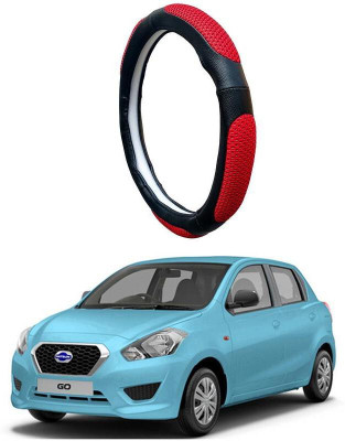 AUTO PEARL Steering Cover For Datsun Go+(Black Red, Leatherite)