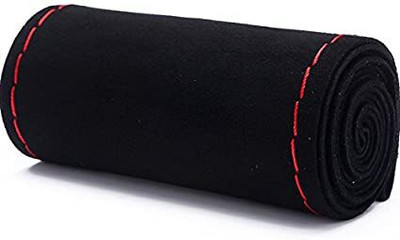 AutoGalaxy Hand Stiched Steering Cover For Volkswagen Polo(black & red, Leather)