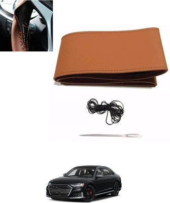 monolive Hand Stiched Steering Cover For Audi S8(Tan, Leatherite)