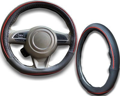 PEEPS STORE Steering Cover For Mercedes Benz E200(Black, Red, Leatherite)