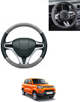 AYW Steering Cover For Universal For Car Universal For Car(Grey/Black, Leatherite)