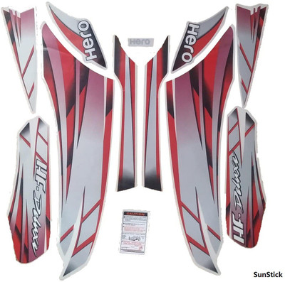 SunStick Sticker & Decal for Bike(Red, Silver, Multicolor)
