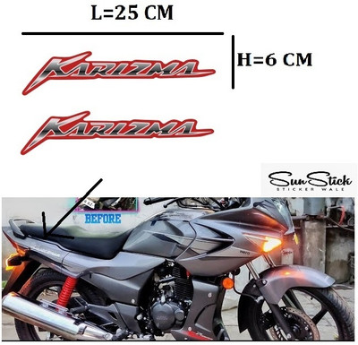 SunStick Sticker & Decal for Bike(Silver, Red)