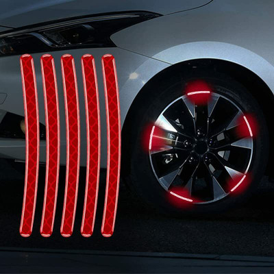Bestrix Rim refracting sticker red 20 pc 0.0508 mm x 0.5 m red Reflective Tape(Pack of 20)