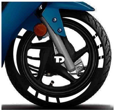 TYRE DECOR Sticker & Decal for Scooter(White)