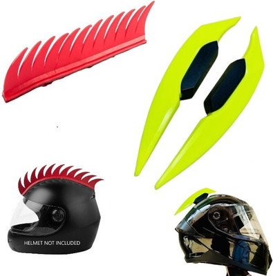 acube mart Helmet Mohawk for Bike(Yellow, Red)