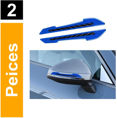 Kelenate 2 Pcs Reflective Warning Decals for Car Mirrors – Scratch Defense - Blue 1 mm x 1 m Blue Reflective Tape(Pack of 2)
