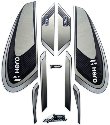 RIDERKART Sticker & Decal for Bike(Grey, Black)