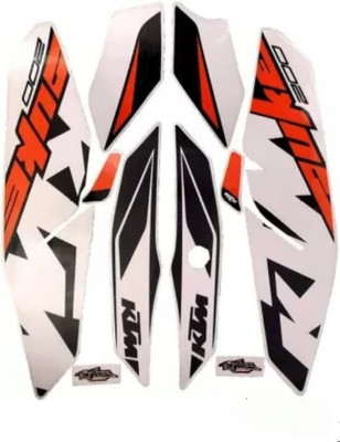 Voiture Sticker & Decal for Bike(White, Orange)