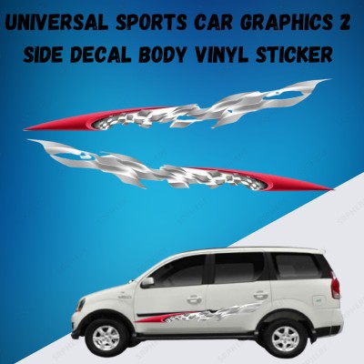SRPHERE Sticker & Decal for Car(Red, Silver)