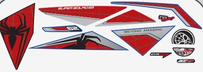 SHREE Sticker & Decal for Scooter(Silver, Red)
