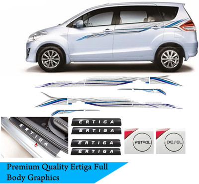 ERTIGA Sticker & Decal for Car(Silver, Blue)