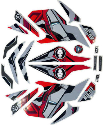 DECAL ARTISTRY Sticker & Decal for Bike(Red, Silver)
