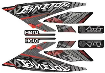 SHREE Sticker & Decal for Bike(Grey, Red)