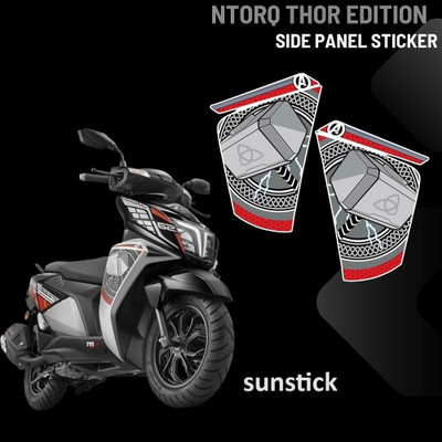 SunStick Sticker & Decal for Bike(Silver, Red)