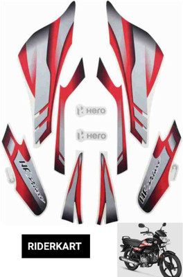 RIDERKART Sticker & Decal for Bike(Silver, Red)