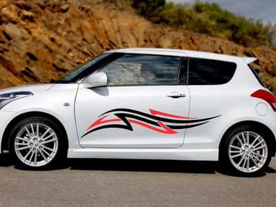 stylishdecor Sticker & Decal for Car(Red, Black)