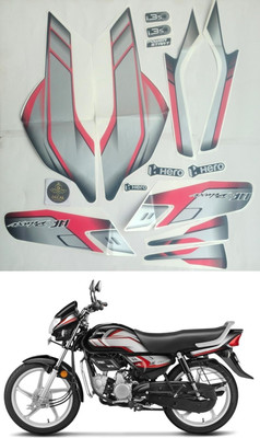 DECAL ARTISTRY Sticker & Decal for Bike(Red, Silver)