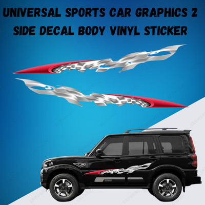 SRPHERE Sticker & Decal for Car(Red, Silver)