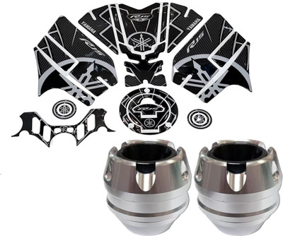 acube mart Sticker & Decal for Bike(Black, Silver)