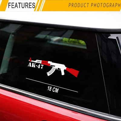 hard goat Sticker & Decal for Car & Bike(Red, White)