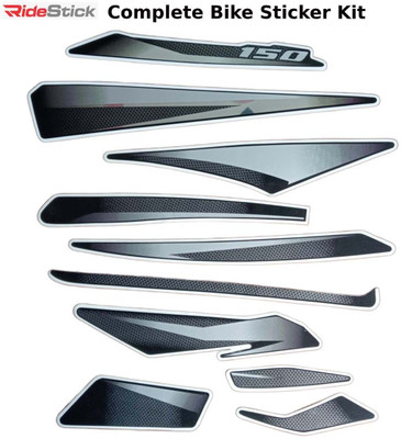 RIDERKART Sticker & Decal for Bike(Silver, Black)