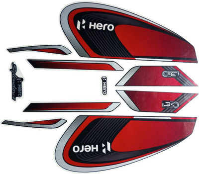 RIDERKART Sticker & Decal for Bike(Red, Black)