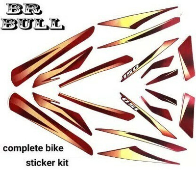 BR BULL Sticker & Decal for Bike(Red, Gold)