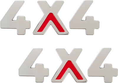 Uniqon Emblem for Car(Silver, Red)