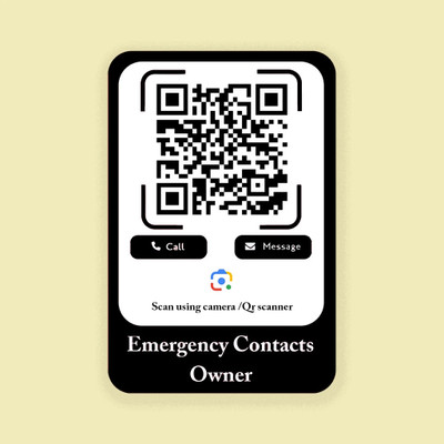 Emergency contact owner QR Sticker & Decal for Bike(Black)