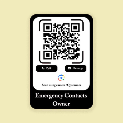 Emergency contact owner QR Emblem for Car(Black)