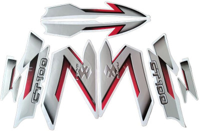 RideStick Sticker & Decal for Bike(Red, Silver)