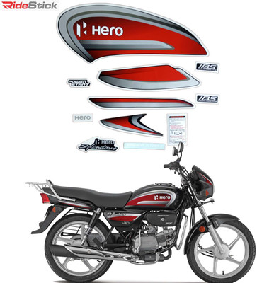 RideStick Sticker & Decal for Bike(Red, Silver)