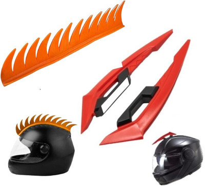 acube mart Helmet Mohawk for Bike(Red, Orange)
