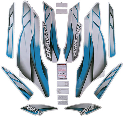 DECAL ARTISTRY Sticker & Decal for Bike(Blue, White)