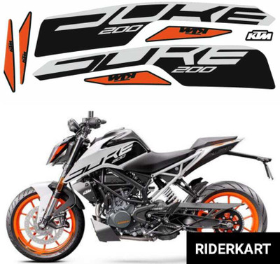 RIDERKART Sticker & Decal for Bike(Black, White)