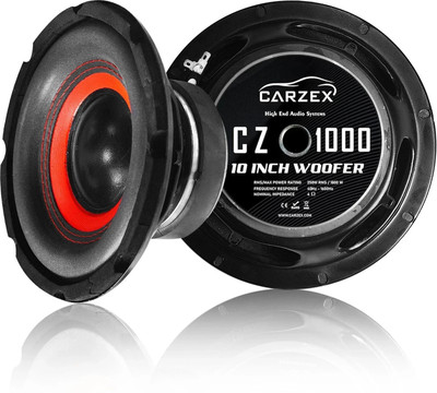 CARZEX 10 Inch Subwoofer 250W RMS, 4-ohms with 1000W Peak Power 4 Layer Copper Coil 90dB, 1.5 Voice Coil Car Audio System (Single Piece) Subwoofer(Powered , RMS Power: 250 W)