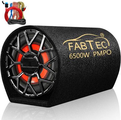 FABTEC 12 Inch Grey Car Bass Tube Subwoofer with Inbuilt Amplifier - Plug and Play Bass Tube Powerful Audio and Deep Bass with Amplifier Wire Kit Subwoofer(Powered , RMS Power: 400 W)