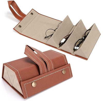 remya enterprises Sunglasses Organizer, 3-Slot Eyeglasses Case, Foldable Eyeglassses Box Black, Brown Car Sunglass Clip Holder