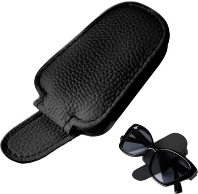 TOMATUS Sunglass Clip for Car Visor - Magnetic Leather Glasses Eyeglass Hanger Clip Black Car Sunglass Clip Holder